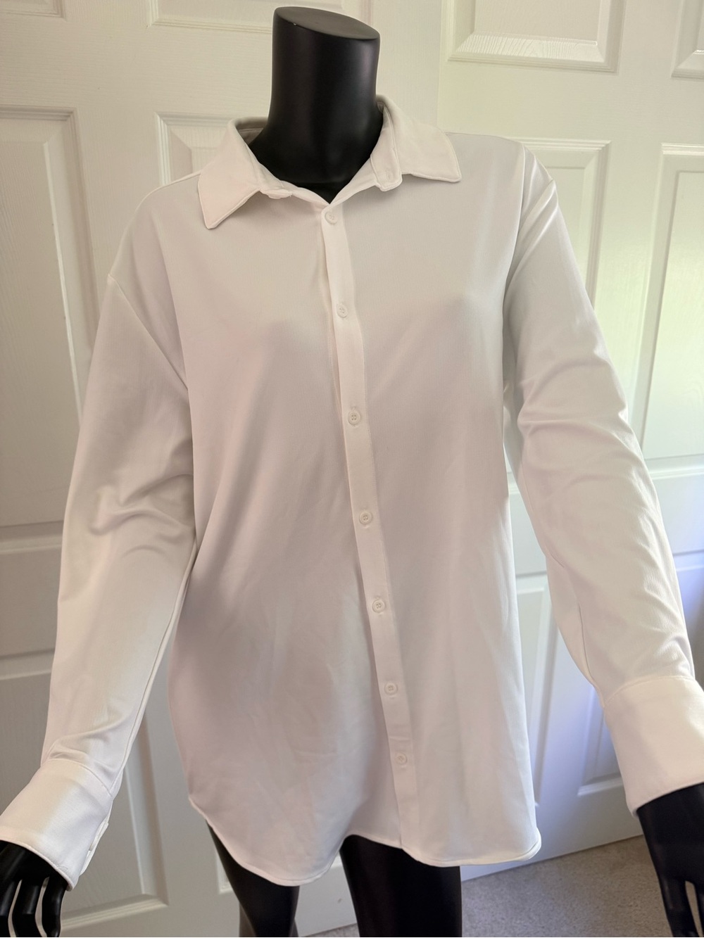 BYLT Basics White Long-Sleeve Casual Button-Down Shirt